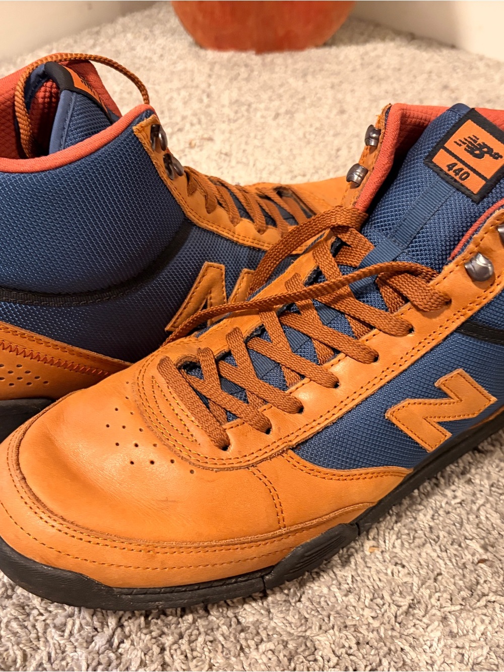 New Balance Men's Orange and Blue 440 High-Top Boots